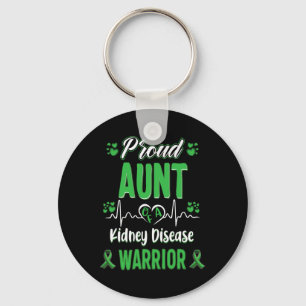 Aunt Kidney Disease Warrior Awareness Ribbon Green Key Ring