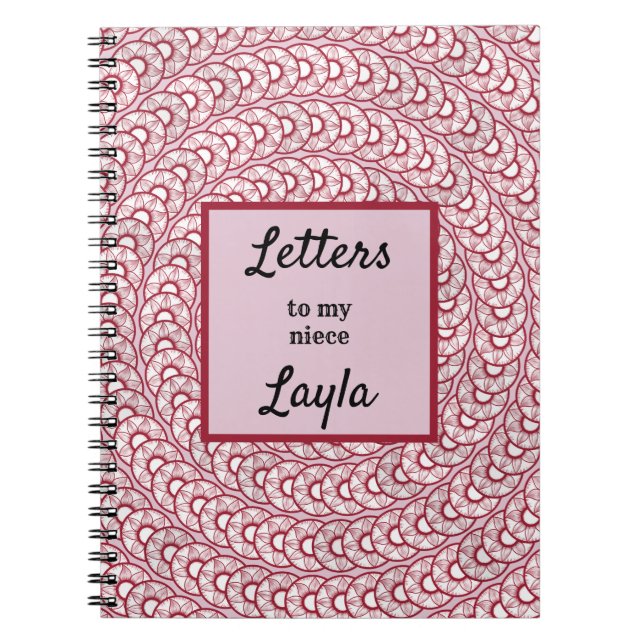 Aunt Letters To My Niece Pink Abstract Notebook (Front)