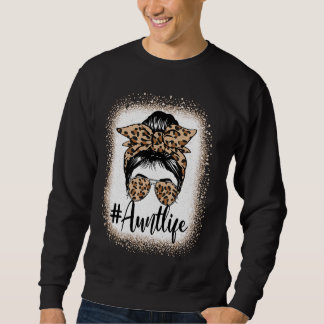 Aunt Life Women Messy Bun Aunt Baby Announcement M Sweatshirt
