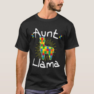 Aunt Llama Puzzle Piece Ribbon Cool Autism Awarene T-Shirt
