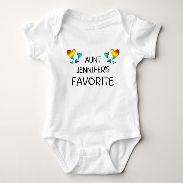 Aunt Love Hearts Niece Nephew Favourite Baby Bodysuit (Front)