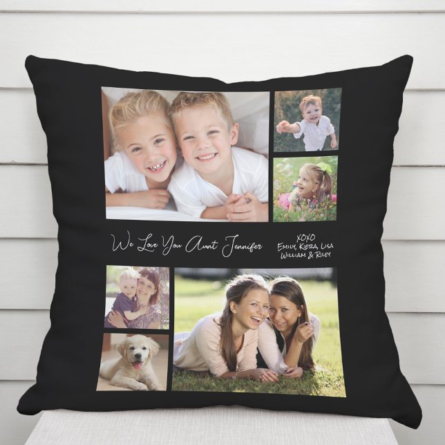 Aunt Love You Photo Collage Black Cushion (Creator Uploaded)