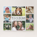 Aunt Love You Photo Collage Personalised Jigsaw Puzzle<br><div class="desc">Give the world's best aunt a fun custom photo collage jigsaw puzzle that she will treasure and enjoy. You can personalise with eight family photos of nieces, nephews, other family members, pets, etc., customise the expression to "I Love You" or "We Love You, " and whether she is called "Aunt,...</div>