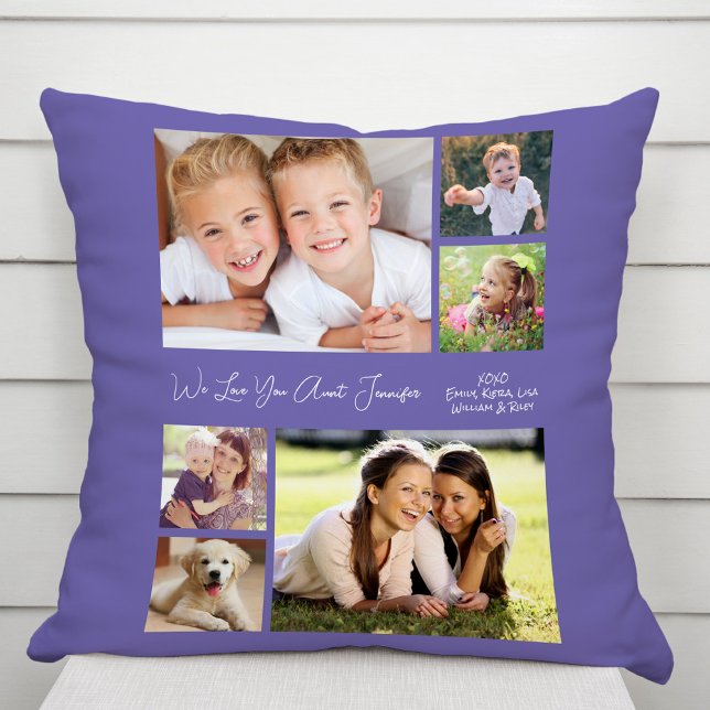 Aunt Love You Photo Collage Purple Cushion (Creator Uploaded)