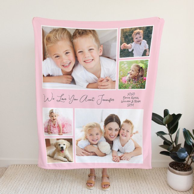 Aunt Love You Pink Photo Collage Fleece Blanket (Creator Uploaded)