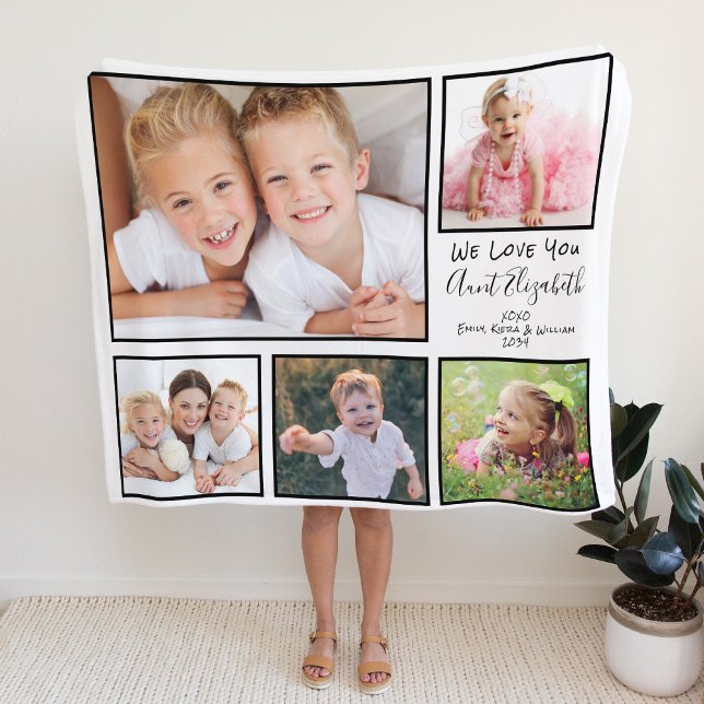 Aunt Love You White Photo Collage Fleece Blanket (Creator Uploaded)