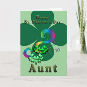 Aunt  lucky clover Shamrock clover St. Patrick's  Thank You Card