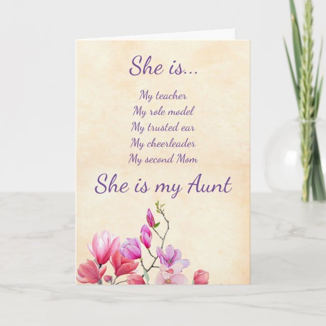 Aunt Mother's Day Purple Watercolor Flowers Card (Front)