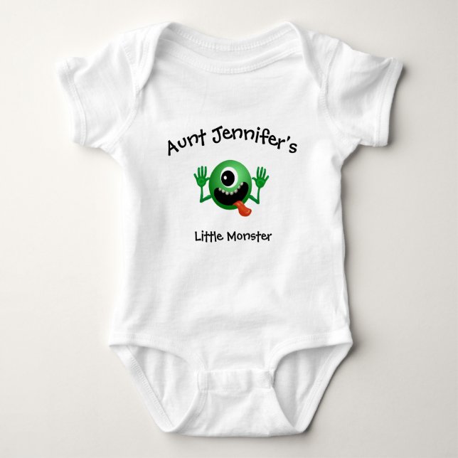 Aunt Newborn Little Monster Niece Nephew Baby Bodysuit (Front)