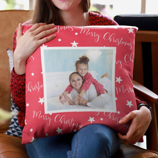 Aunt Niece Custom Photo Red Christmas Cushion (Aunt Niece Custom Photo Red Christmas Throw Pillow
)