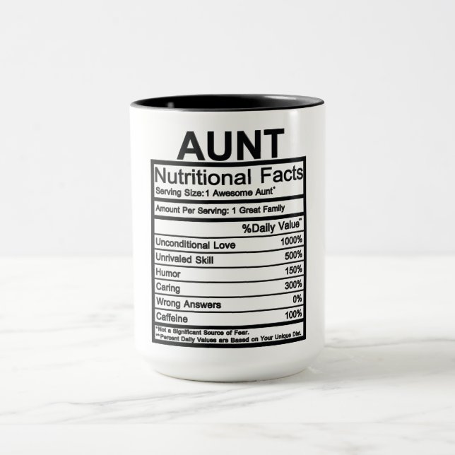 Aunt Nutritional Facts Mug (Center)