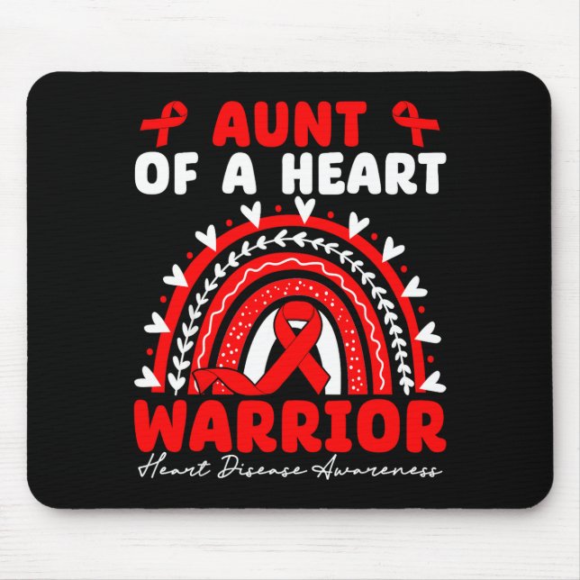 Aunt Of A Heart Warrior Heart Disease Boho Rainbow Mouse Pad (Front)
