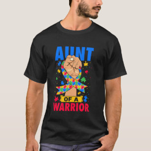 Aunt Of A Warrior Autism Awareness Day Ribbon Puzz T-Shirt