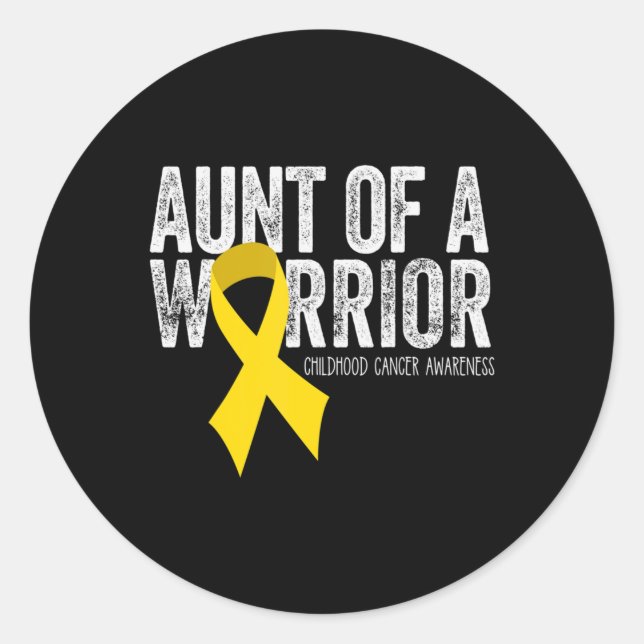 Aunt of a Warrior Childhood Cancer  Auntie Ribbon Classic Round Sticker (Front)