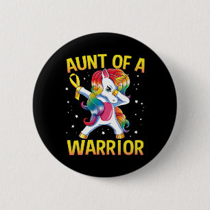Aunt of a Warrior Childhood Cancer Awareness Dabbi 6 Cm Round Badge