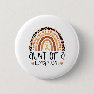 Aunt Of A Warrior Childhood Cancer Leopard Print R 6 Cm Round Badge