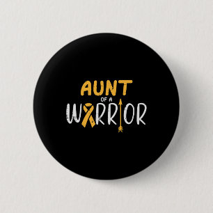 Aunt Of A Warrior Childhood Cancer Ribbon Awarenes 6 Cm Round Badge