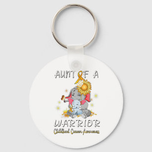 Aunt Of A Warrior Elephant Childhood Cancer Fighte Key Ring