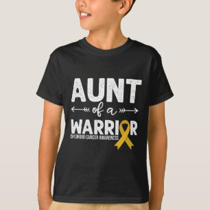 Aunt Of A Warrior - Golden Ribbon Childhood Cancer T-Shirt