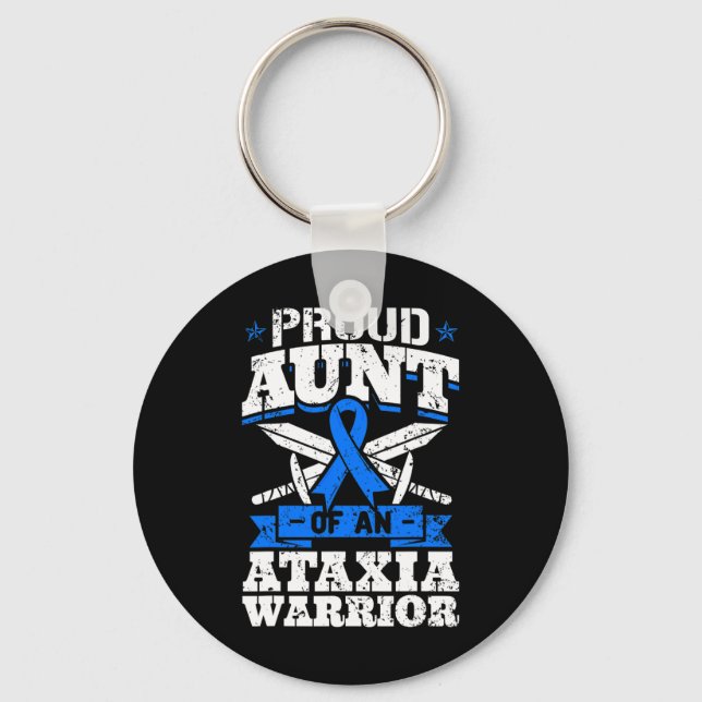 Aunt Of An Ataxia Warrior Awareness Ribbon Dystaxi Key Ring (Front)