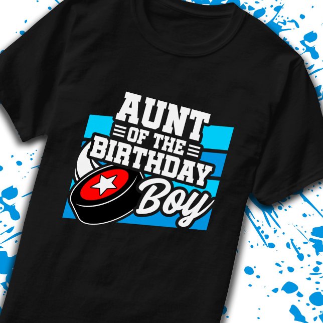 Aunt of Birthday Boy Boys Hockey Birthday T-Shirt (Creator Uploaded)