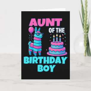 Aunt Of Birthday Boy Llama Pinata Party Family Mat Card