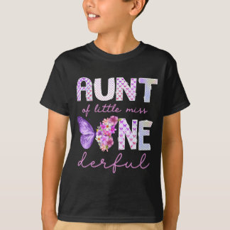 Aunt of little miss onederful butterfly 1st T-Shirt