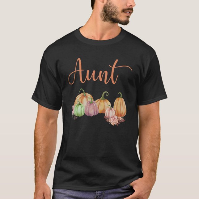 Aunt Of Little Pumpkin First Birthday Autumn Pumpk T-Shirt (Front)