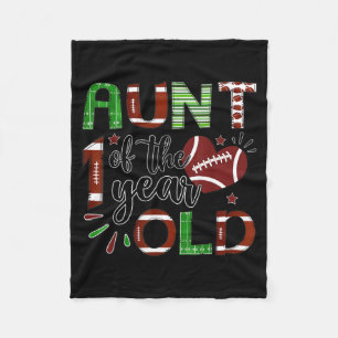 Aunt Of The 1 Year Old Football 1st Birthday Boy M Fleece Blanket