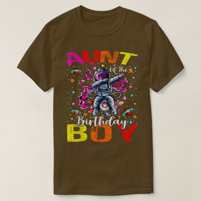 Aunt Of The Birthday Boy Astronaut Boy Space Theme T-Shirt (Design Front)