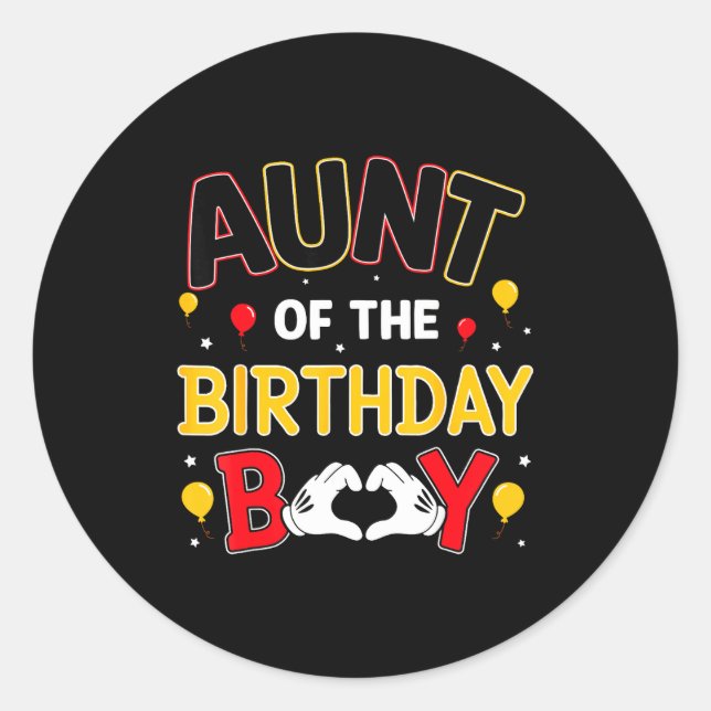 Aunt Of The Birthday Boy Matching Family Birthday  Classic Round Sticker (Front)