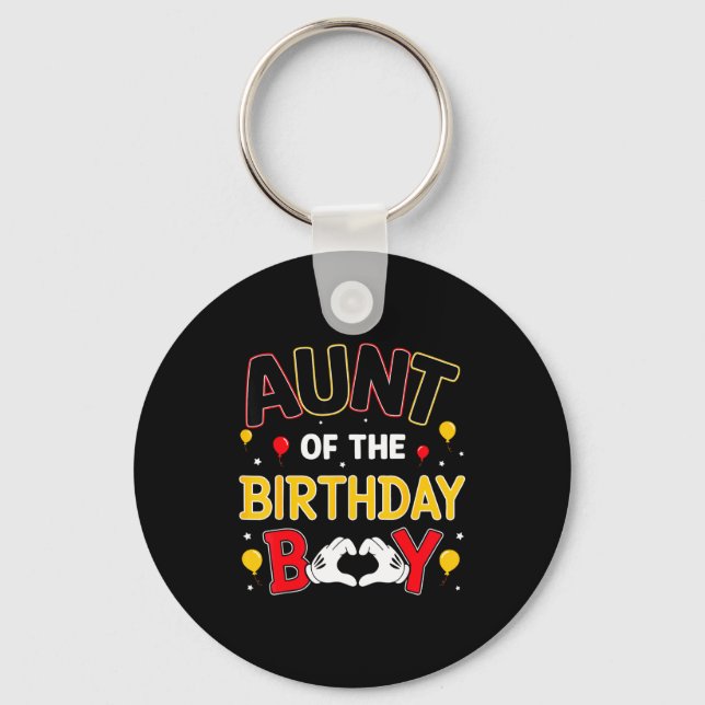Aunt Of The Birthday Boy Matching Family Birthday  Key Ring (Front)