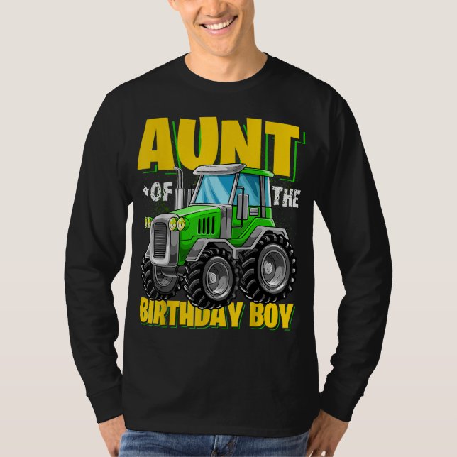 Aunt of the Birthday Boy Matching Family Tractor B T-Shirt (Front)