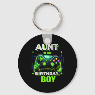Aunt Of The Birthday Boy Matching Family Video Gam Key Ring