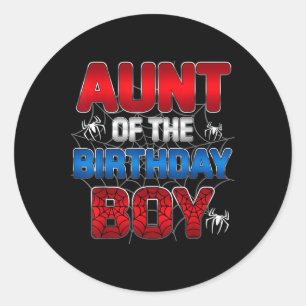 Aunt Of The Birthday Boy Matching Spider Family Pa Classic Round Sticker