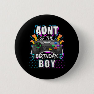 Aunt Of The Birthday Boy Matching Video Game Birth 6 Cm Round Badge