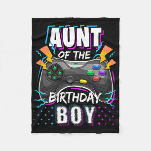Aunt Of The Birthday Boy Matching Video Game Birth Fleece Blanket