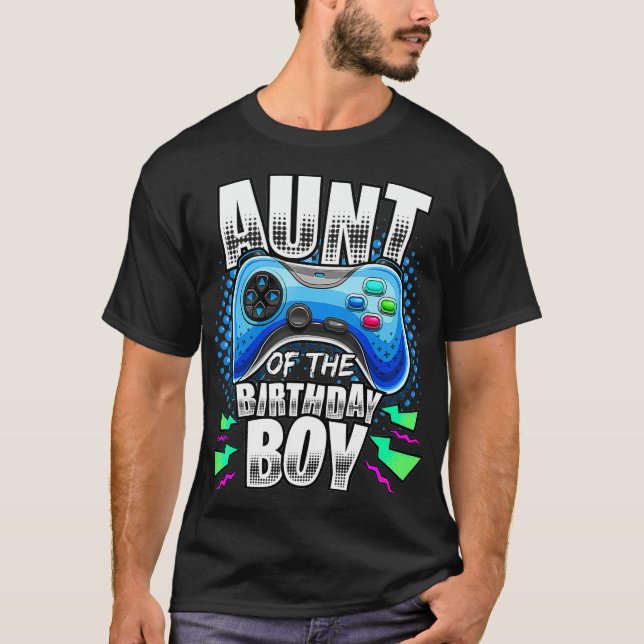 Aunt of the Birthday Boy Matching Video Game Birth T-Shirt (Front)