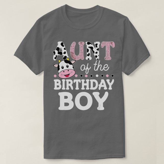 Aunt of The Birthday Boy Shirt Farm Cow Mommy Mama (Design Front)