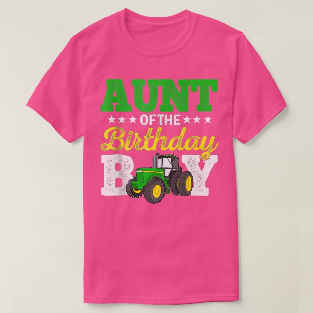 Aunt Of The Birthday Boy Tractor Farm Birthday Par T-Shirt (Design Front)
