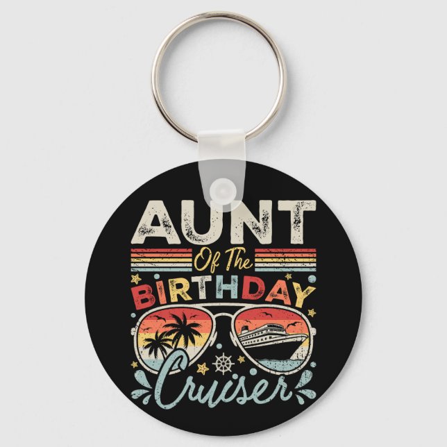 Aunt of the Birthday Cruiser Vacation Circle Key Ring (Front)