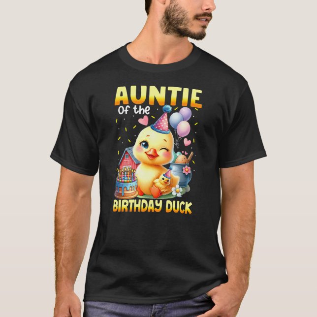 Aunt Of The Birthday Cute Duck Animals Theme Famil T-Shirt (Front)