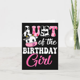 Aunt Of The Birthday Girl Farm Cow 1st Birthday Card