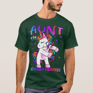 Aunt of the Birthday Princess Flossing Unicorn Aun T-Shirt