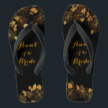 Aunt of the Bride Emerald Green & Gold Foliage Jandals<br><div class="desc">These gorgeous Aunt of the Bride emerald green and gold foliage flip flops feature golden foliage pattern and modern typography on timeless dark green background. It's a beautiful gift for your bridal party. View the collection on this page to find matching items. ♥Customise it with your information. ♥ If you...</div>