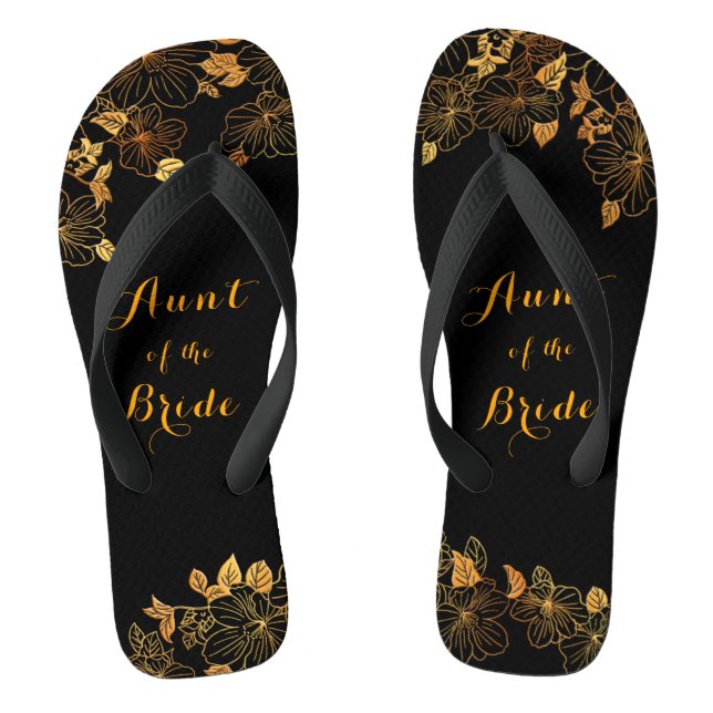Aunt of the Bride Emerald Green & Gold Foliage Jandals (Footbed)