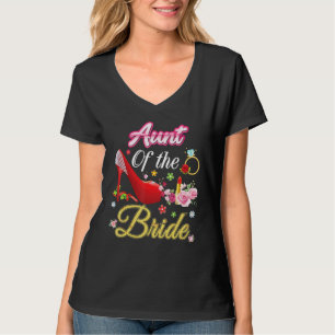 Aunt Of The Bride Happy Wedding Flower Pink Shoe M T-Shirt