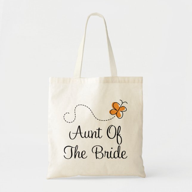 Aunt of the Bride Orange Butterfly Tote Bag (Front)