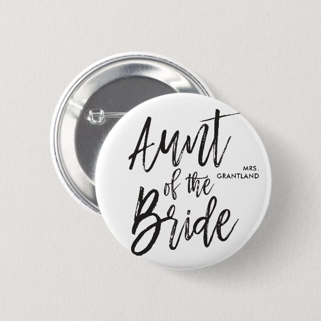 Aunt of the Bride | Script Wedding 6 Cm Round Badge (Front & Back)