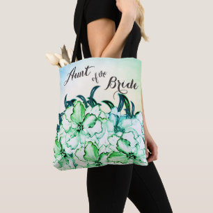 Aunt of The Bride Two Tone Green Floral Tote Bag